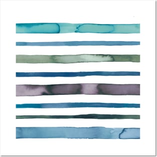 Nautical Sea Stripes Blue Posters and Art